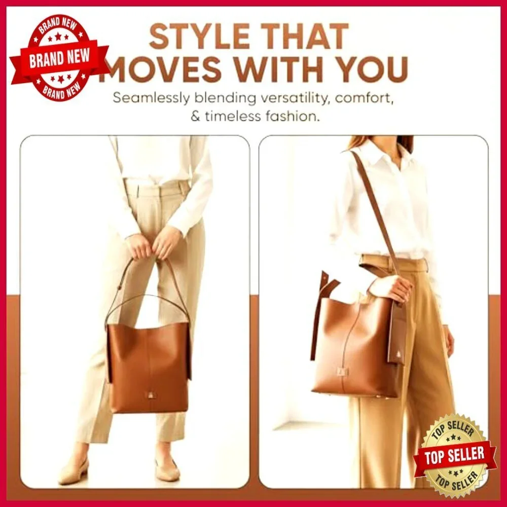 Large Genuine Leather Hobo Bag with Removable Organizer Insert